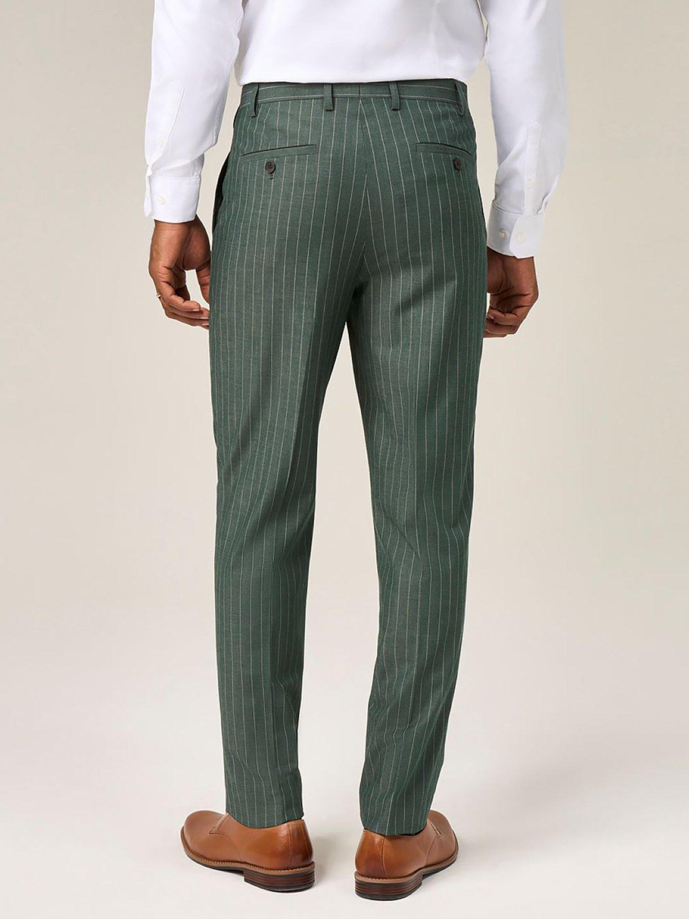 Image 2 of 5 of Skopes Levins Pinstripe Tailored Fit Suit Trousers - Green