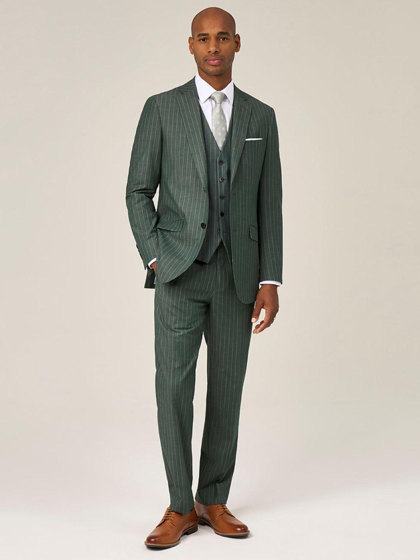 Image 3 of 5 of Skopes Levins Pinstripe Tailored Fit Suit Trousers - Green