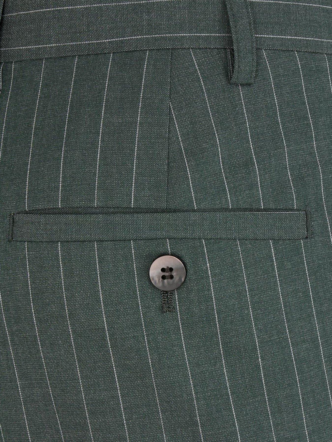 Image 4 of 5 of Skopes Levins Pinstripe Tailored Fit Suit Trousers - Green