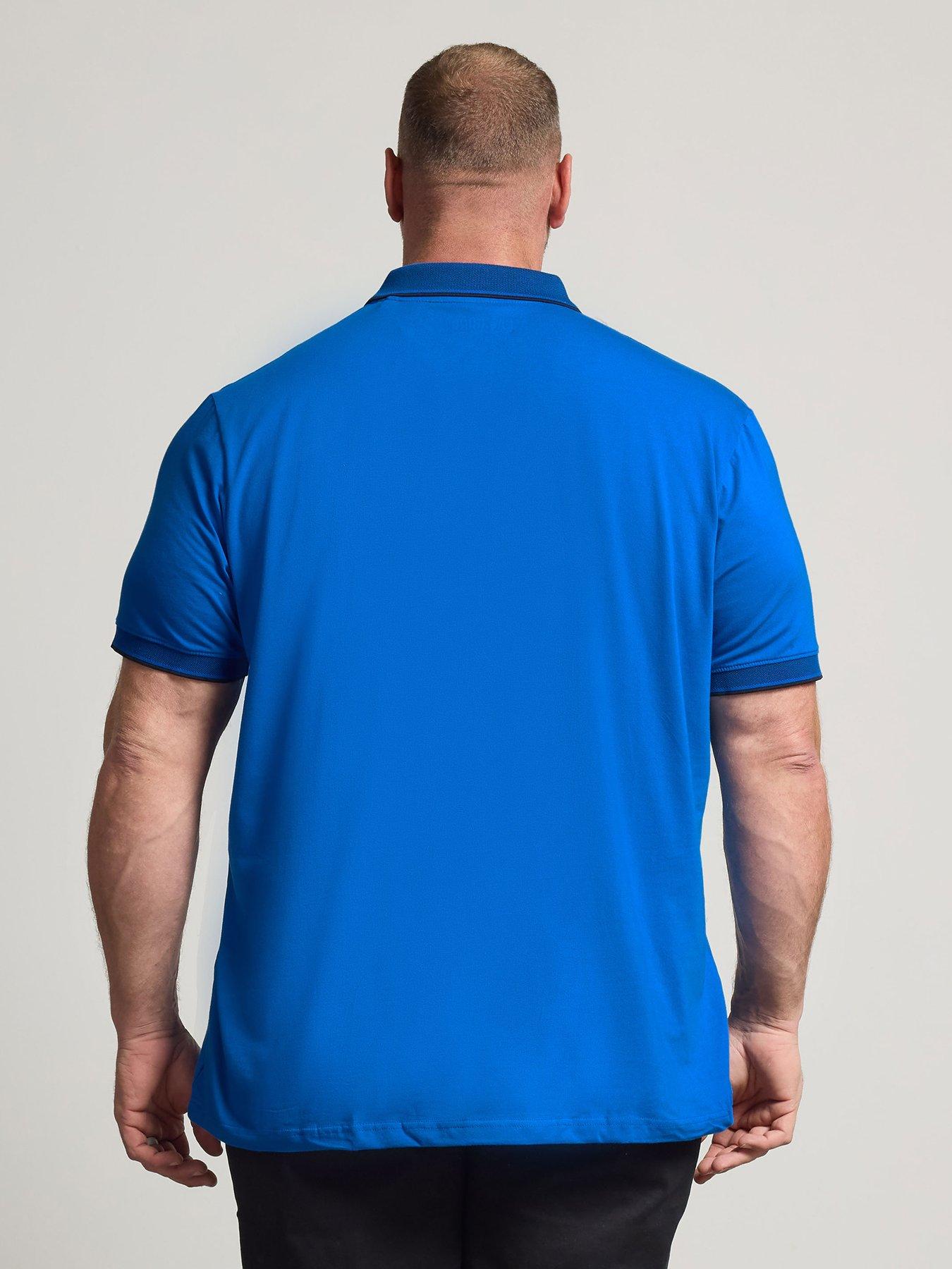 Image 2 of 4 of BadRhino Jacquard Collar Polo Shirt - Blue