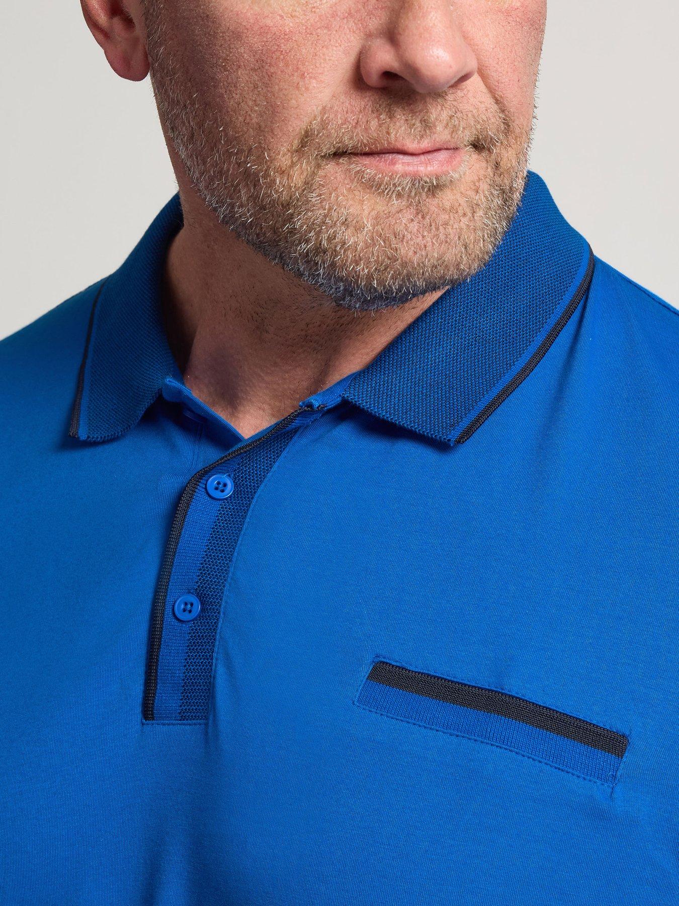 Image 4 of 4 of BadRhino Jacquard Collar Polo Shirt - Blue