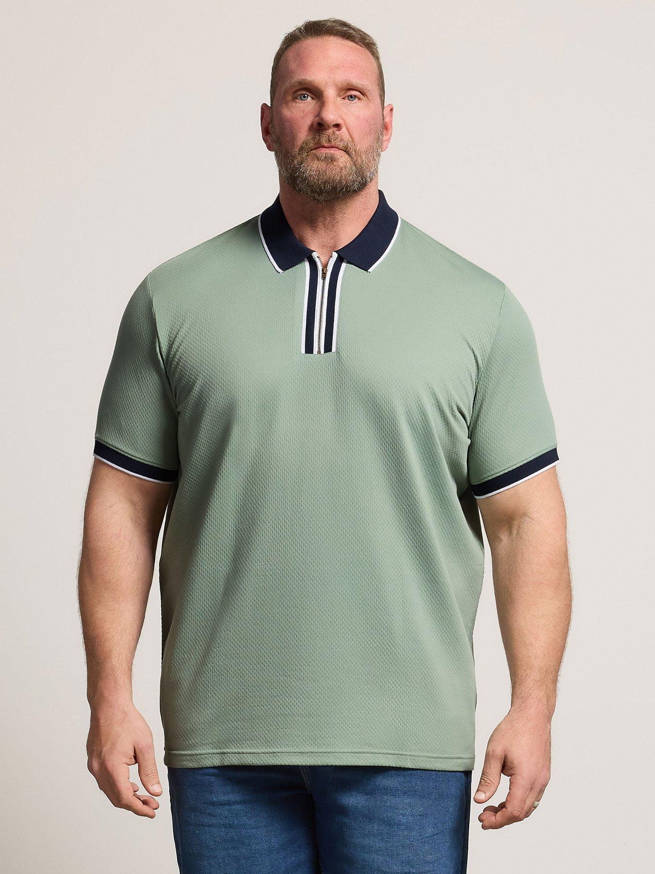 BadRhino Textured Jacquard Zip Polo Shirt - Green