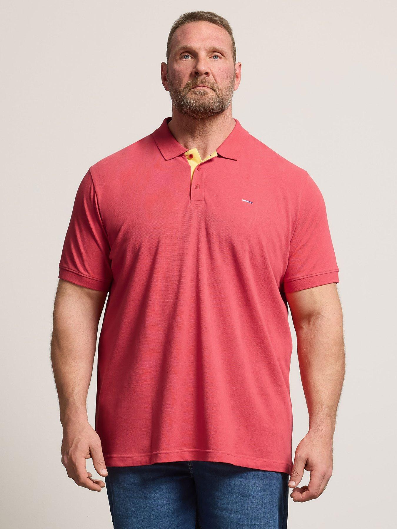 BadRhino Contrast Placket Polo Shirt - Pink