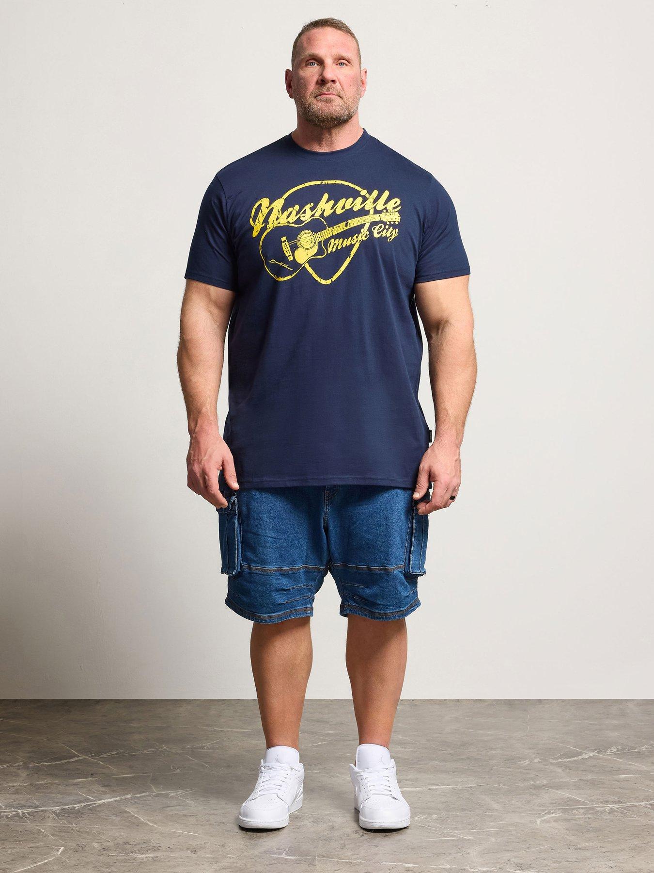 Image 3 of 4 of BadRhino Nashville Guitar Longline T-Shirt - Blue