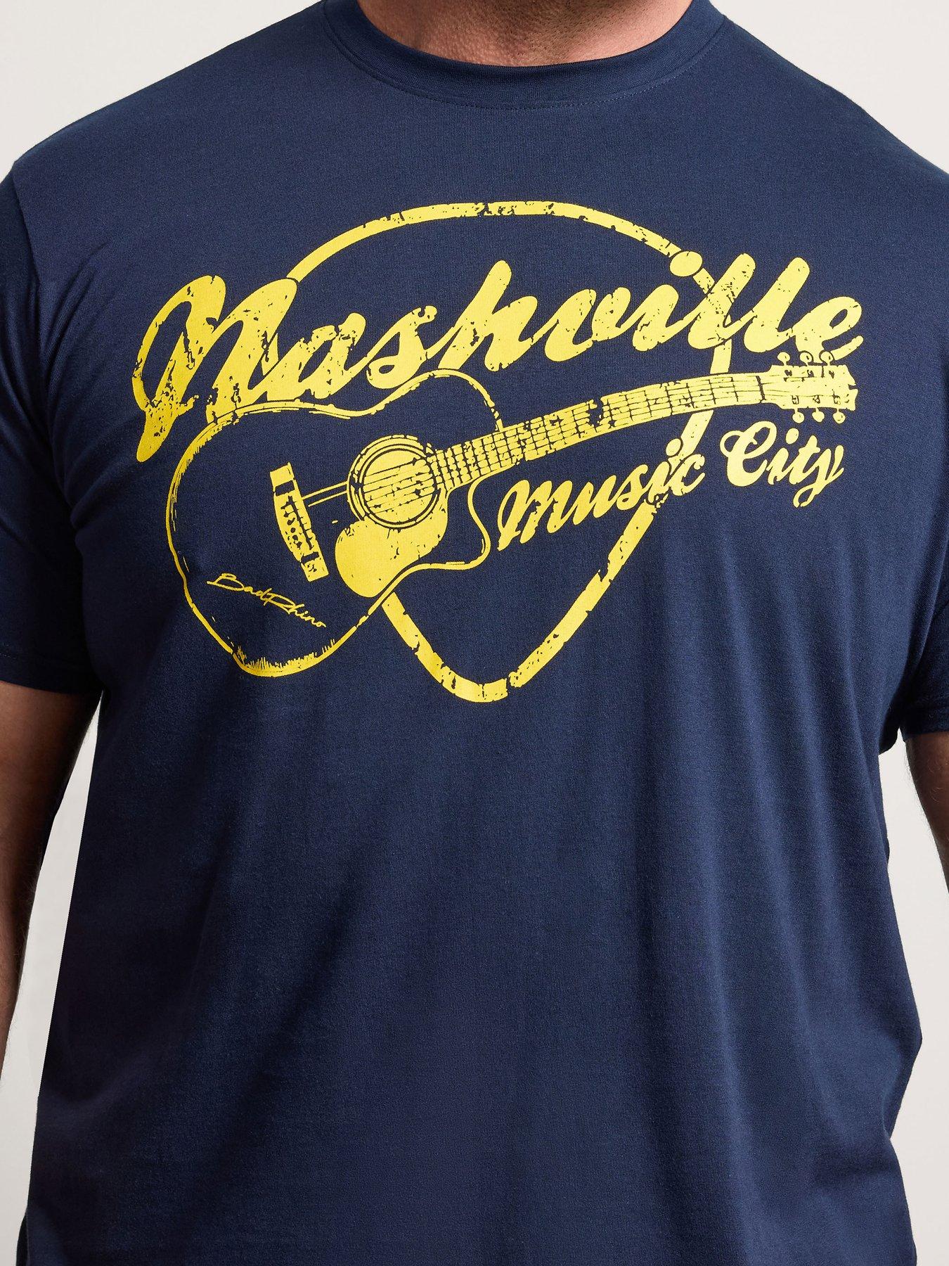 Image 4 of 4 of BadRhino Nashville Guitar Longline T-Shirt - Blue