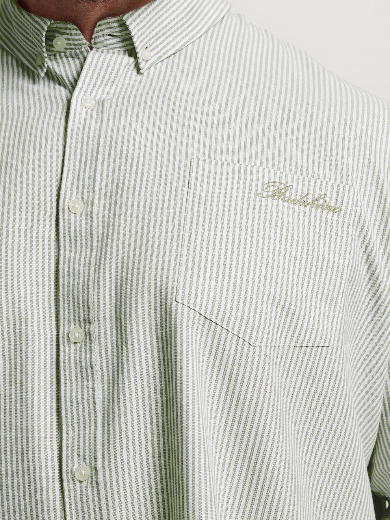 Image 4 of 5 of BadRhino Stripe Oxford Long Sleeve Shirt - Green