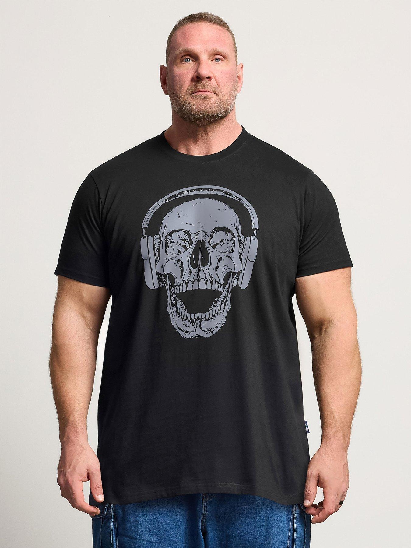 BadRhino Badrhino Skull Headphones Longline T-shirt