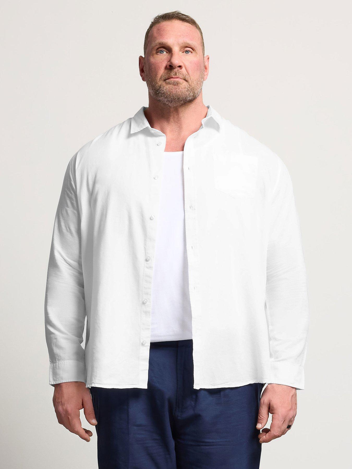 Image 1 of 5 of BadRhino Long Sleeve Linen Shirt - White