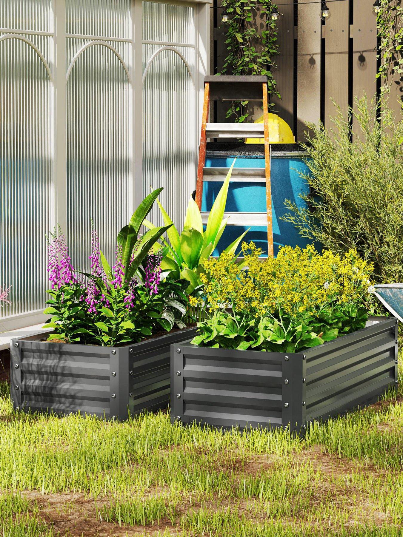 OutSunny Garden Bed Set 2 oblong 110L x 50W x 30H cm