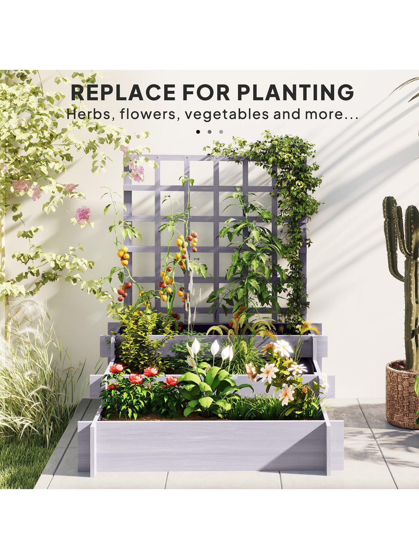 Image 4 of 7 of OutSunny Stepped Garden Bed With Trellis -&nbsp;L&nbsp;95 x W&nbsp;95 x H&nbsp;110 cm