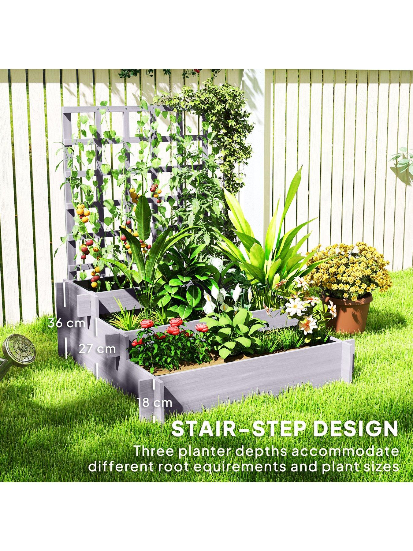 Image 6 of 7 of OutSunny Stepped Garden Bed With Trellis -&nbsp;L&nbsp;95 x W&nbsp;95 x H&nbsp;110 cm