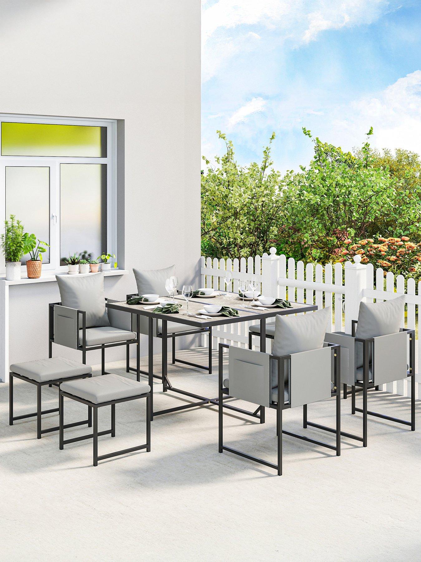 Image 1 of 7 of OutSunny 8 Seater Cube Patio Dining Set