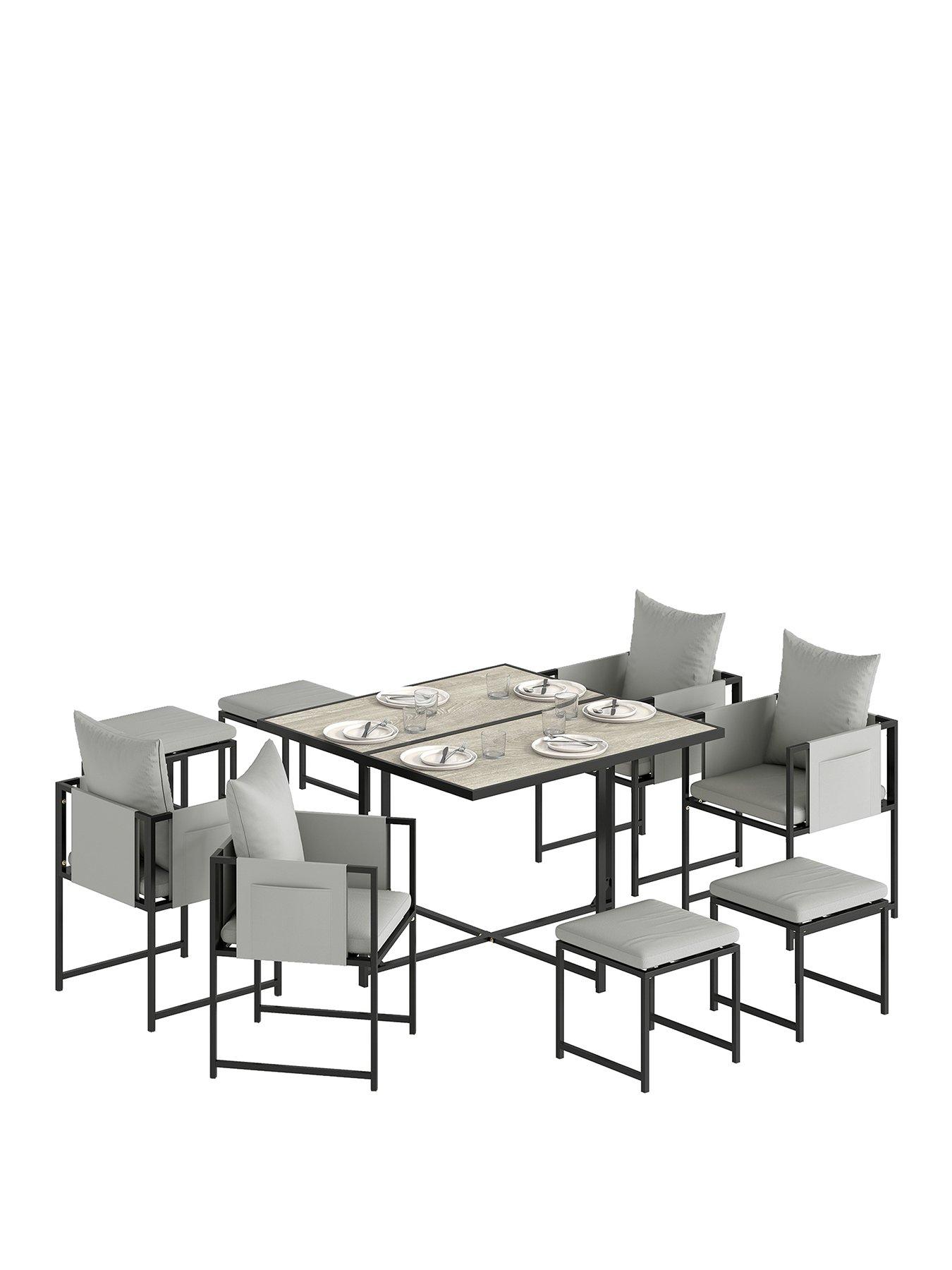 Image 2 of 7 of OutSunny 8 Seater Cube Patio Dining Set