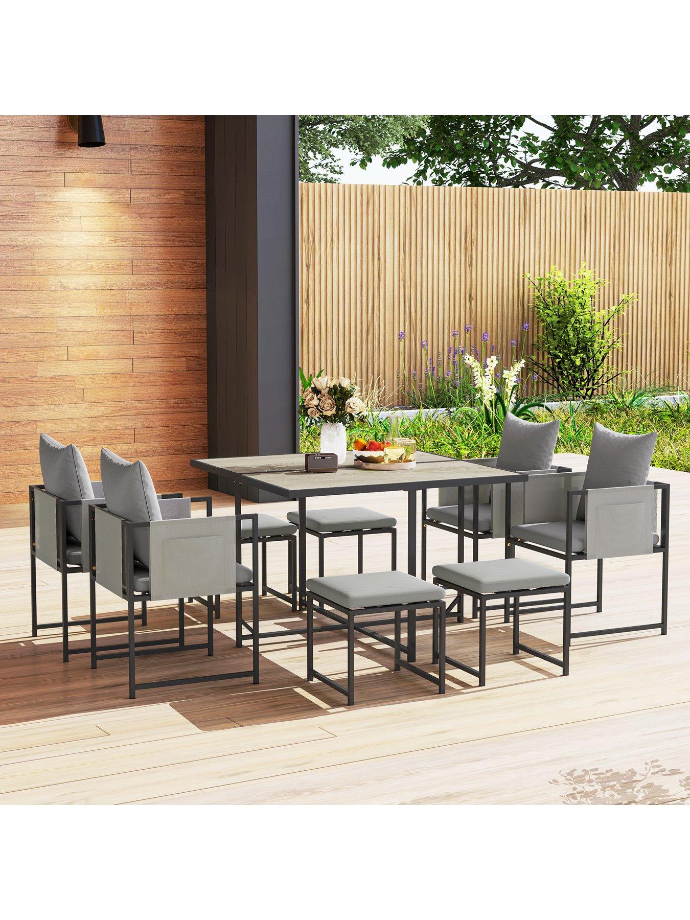 Image 3 of 7 of OutSunny 8 Seater Cube Patio Dining Set