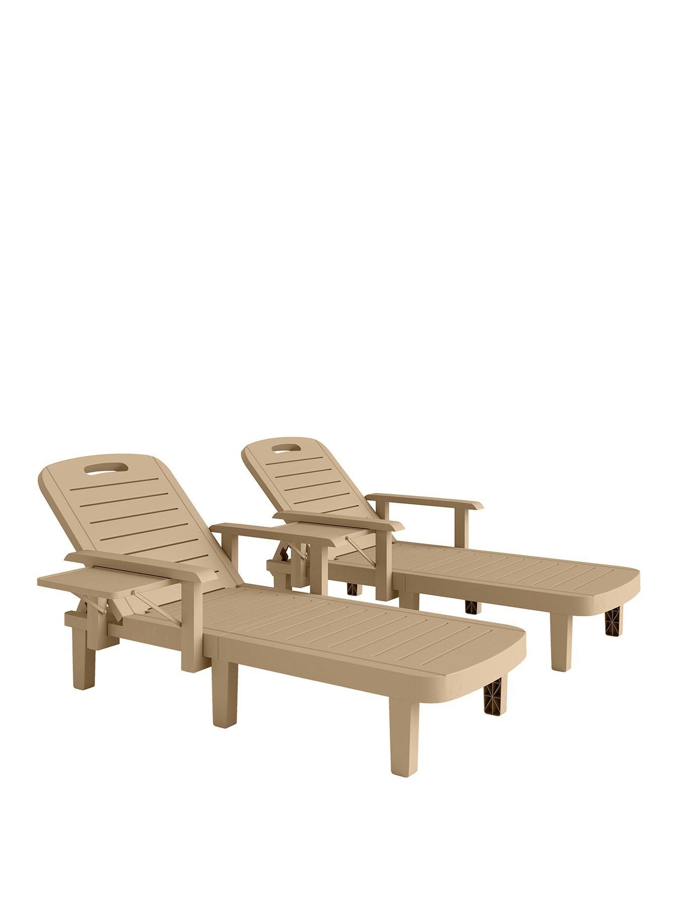 Image 2 of 7 of OutSunny Set of&nbsp;2 Sun Loungers&nbsp;- Natural