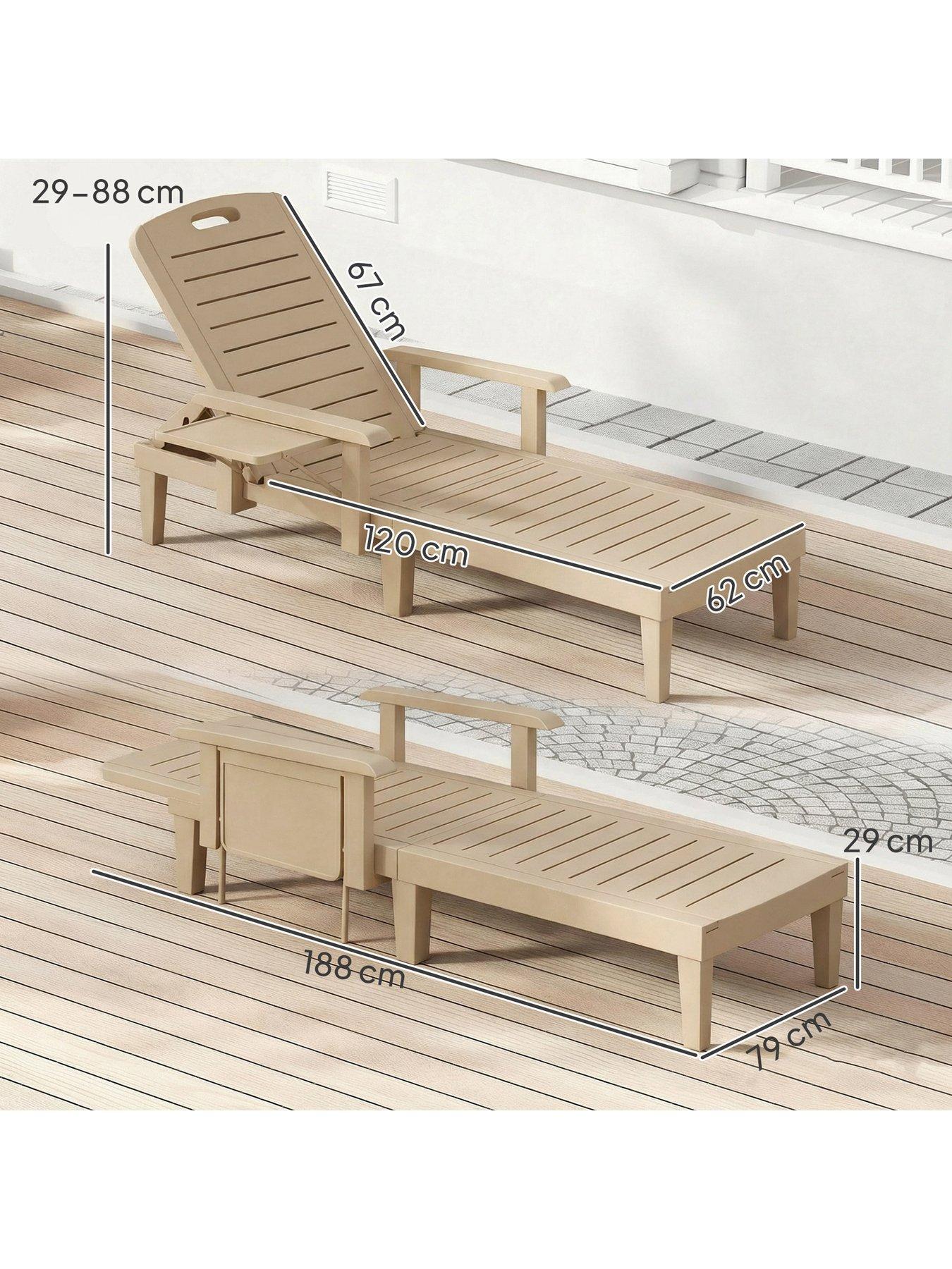 Image 3 of 7 of OutSunny Set of&nbsp;2 Sun Loungers&nbsp;- Natural