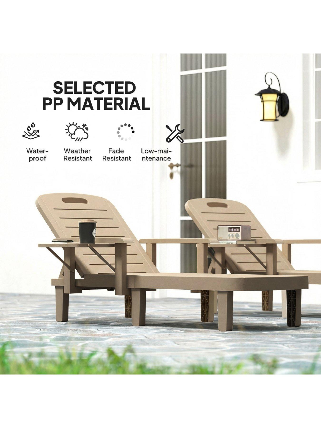 Image 4 of 7 of OutSunny Set of&nbsp;2 Sun Loungers&nbsp;- Natural