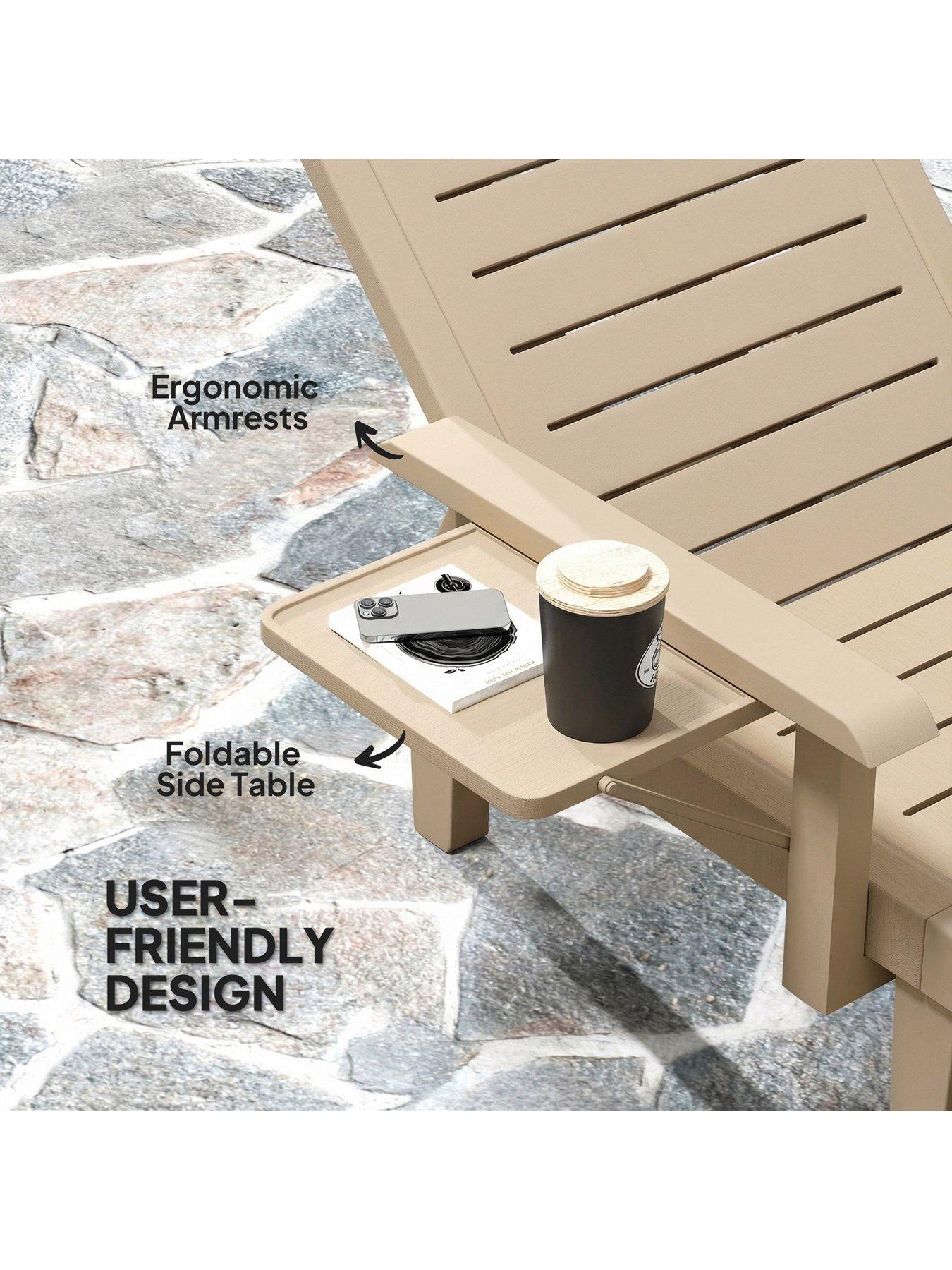 Image 6 of 7 of OutSunny Set of&nbsp;2 Sun Loungers&nbsp;- Natural