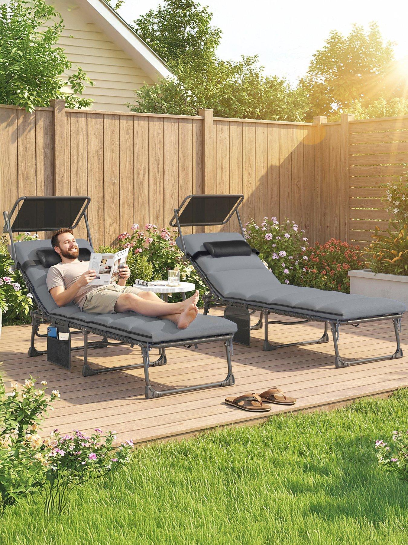 Image 1 of 7 of OutSunny Sun Lounger Set With Padded Cushions