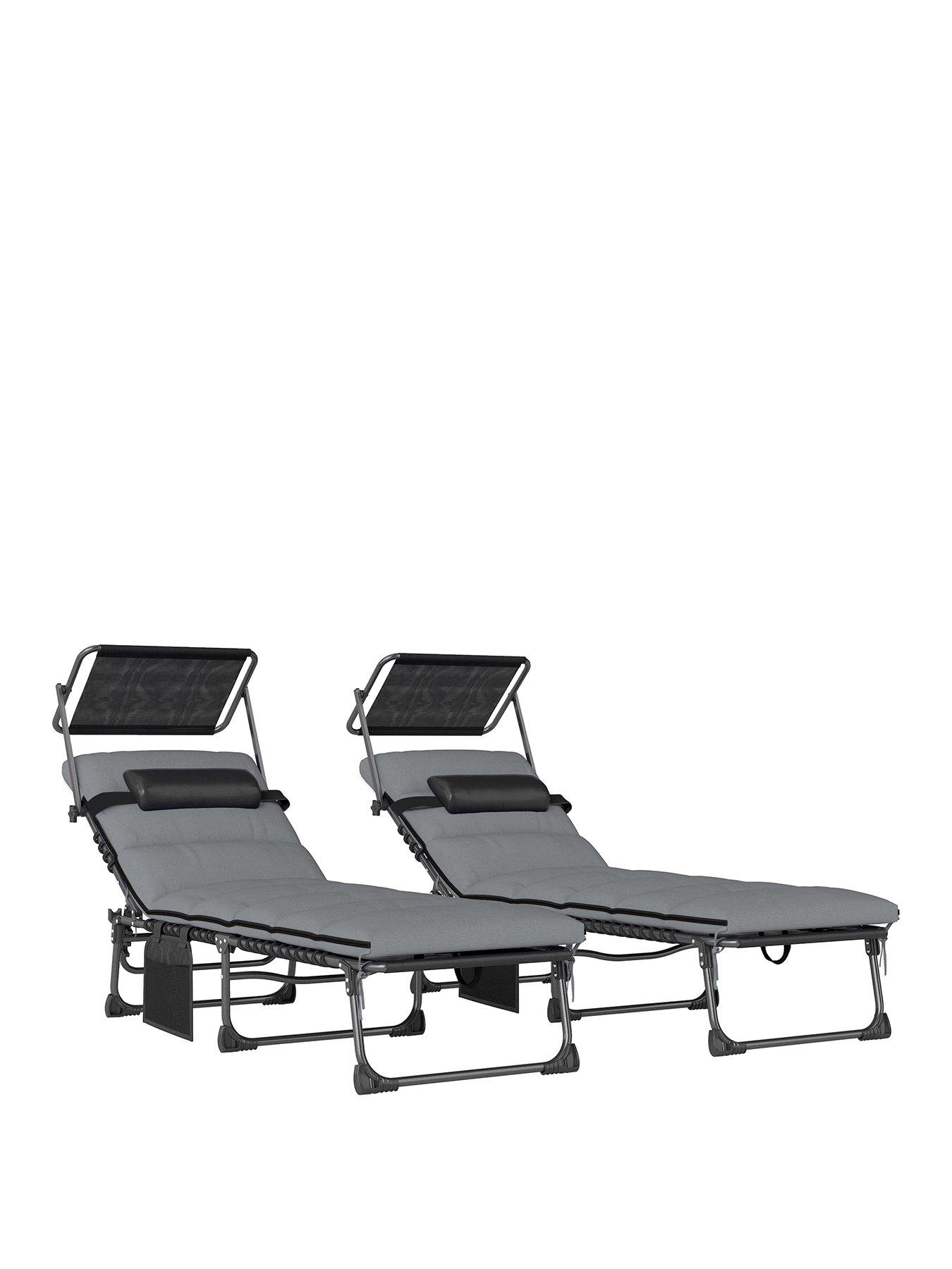 Image 2 of 7 of OutSunny Sun Lounger Set With Padded Cushions