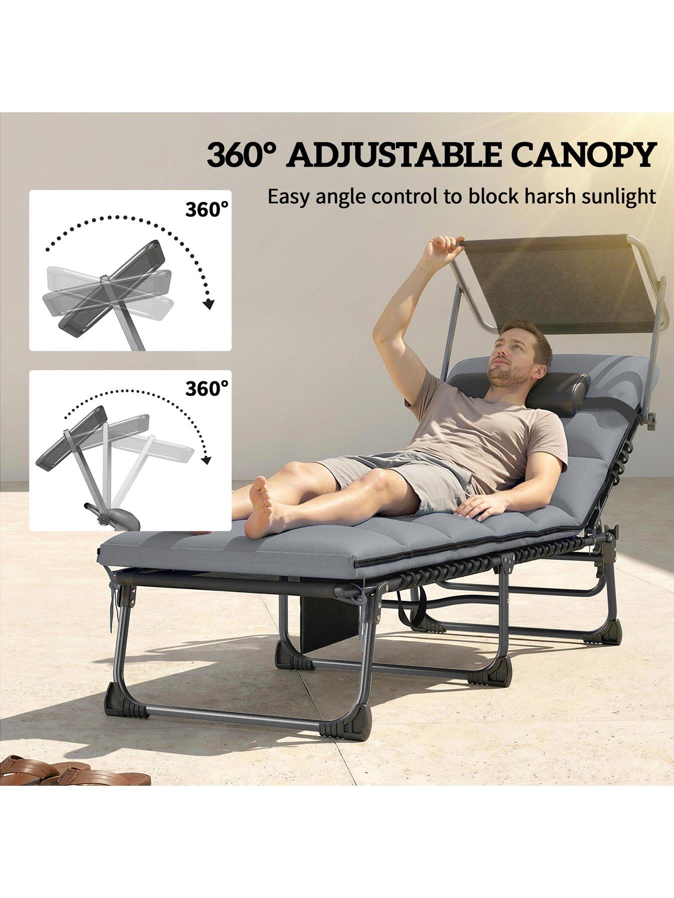 Image 4 of 7 of OutSunny Sun Lounger Set With Padded Cushions