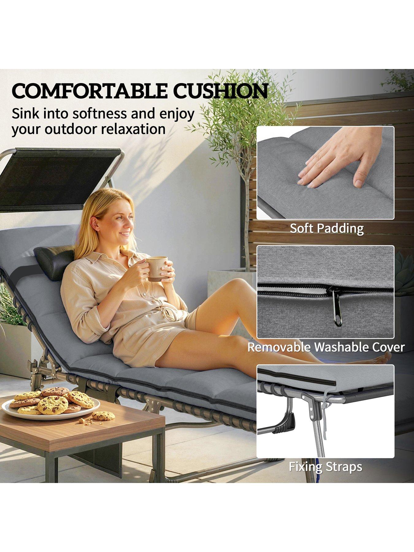 Image 6 of 7 of OutSunny Sun Lounger Set With Padded Cushions