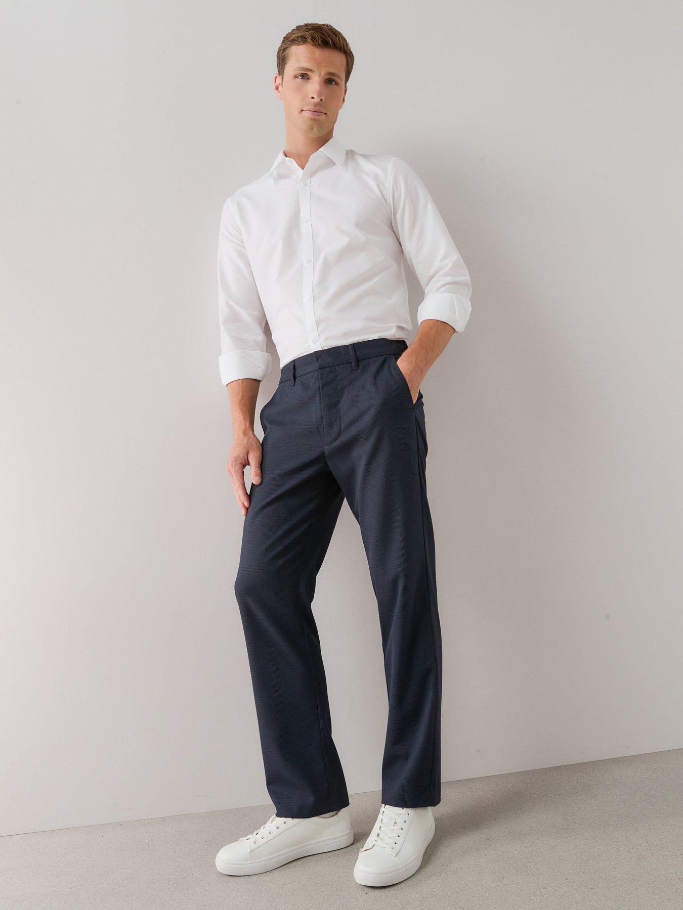 Image 1 of 7 of The Very Collection Check Detail Slim Fit Formal Trouser - Navy