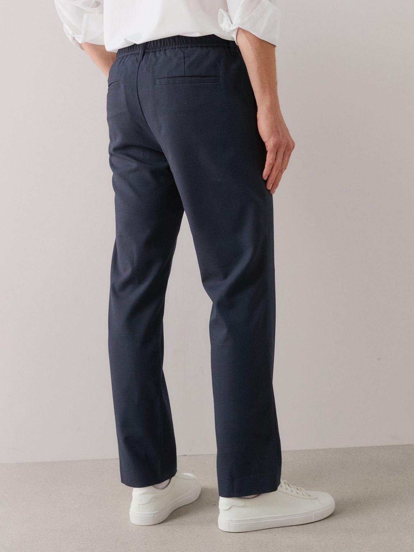 Image 2 of 7 of The Very Collection Check Detail Slim Fit Formal Trouser - Navy