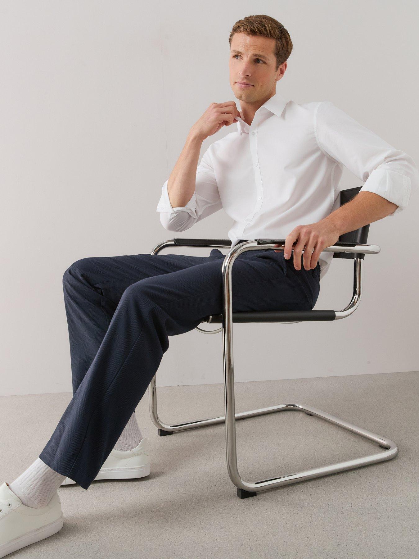 Image 3 of 7 of The Very Collection Check Detail Slim Fit Formal Trouser - Navy
