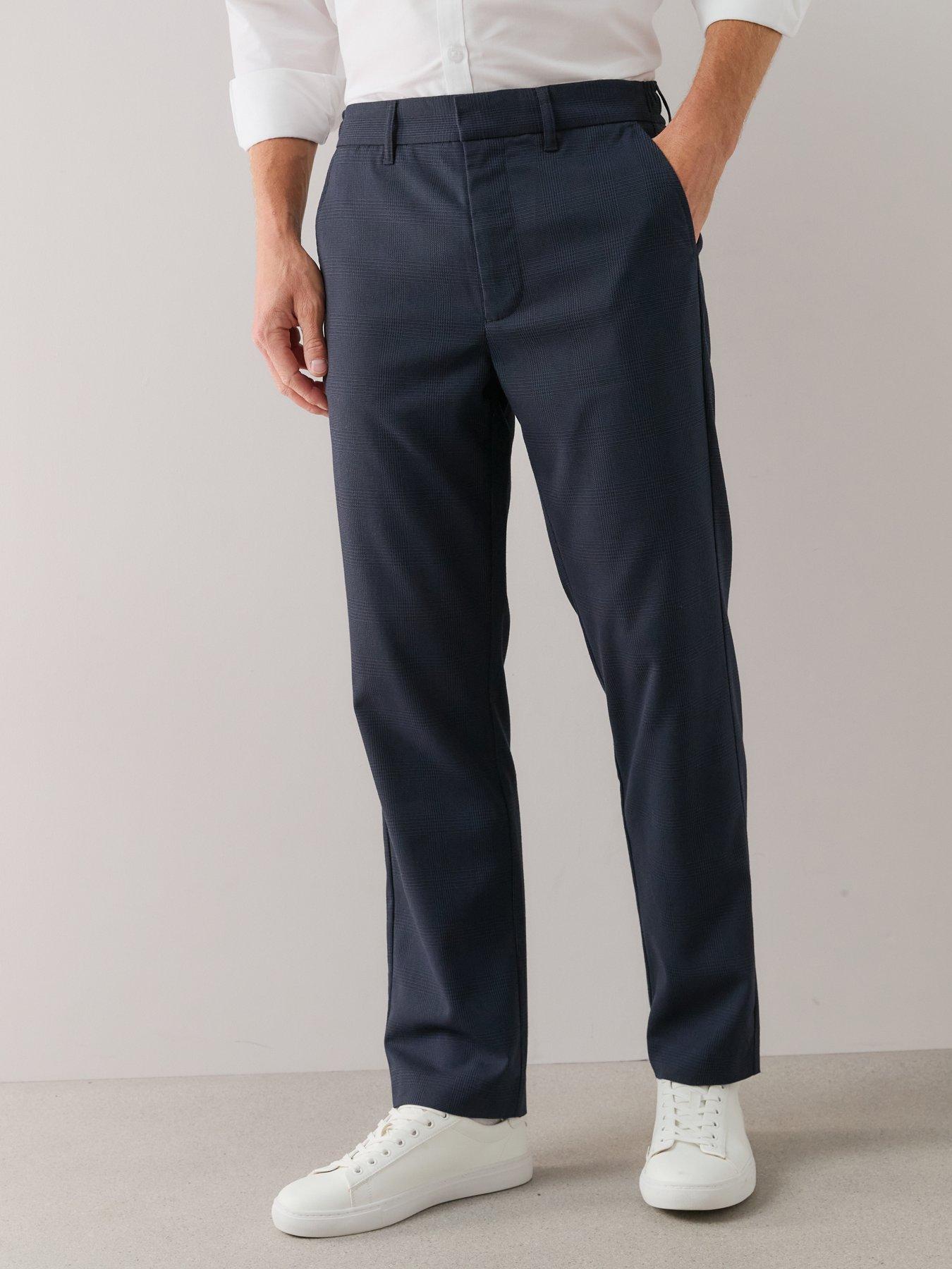 Image 4 of 7 of The Very Collection Check Detail Slim Fit Formal Trouser - Navy