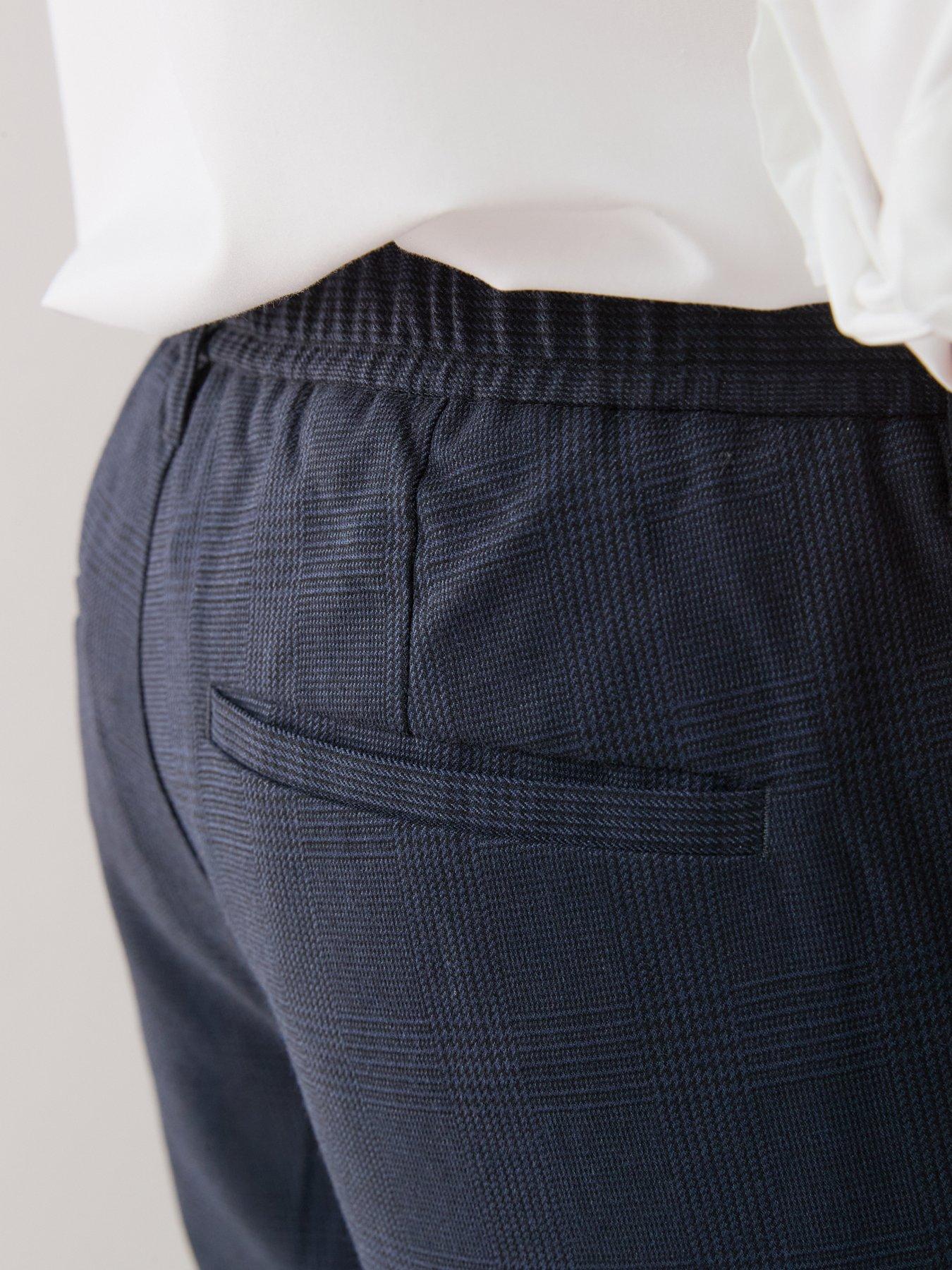 Image 5 of 7 of The Very Collection Check Detail Slim Fit Formal Trouser - Navy