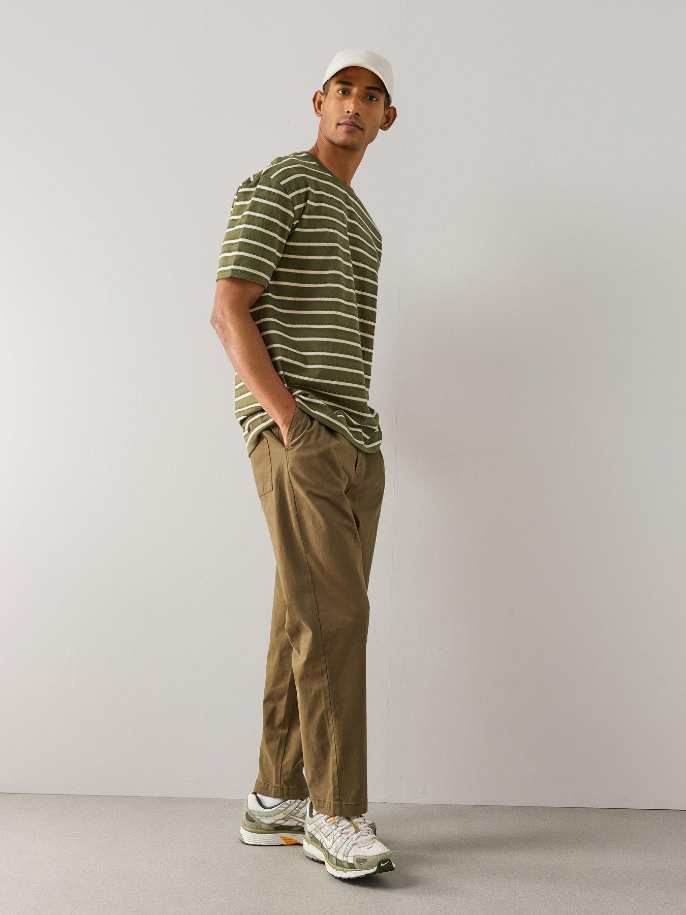 The Very Collection Cotton Rich Elasticated Waist Tapered Trousers - Khaki