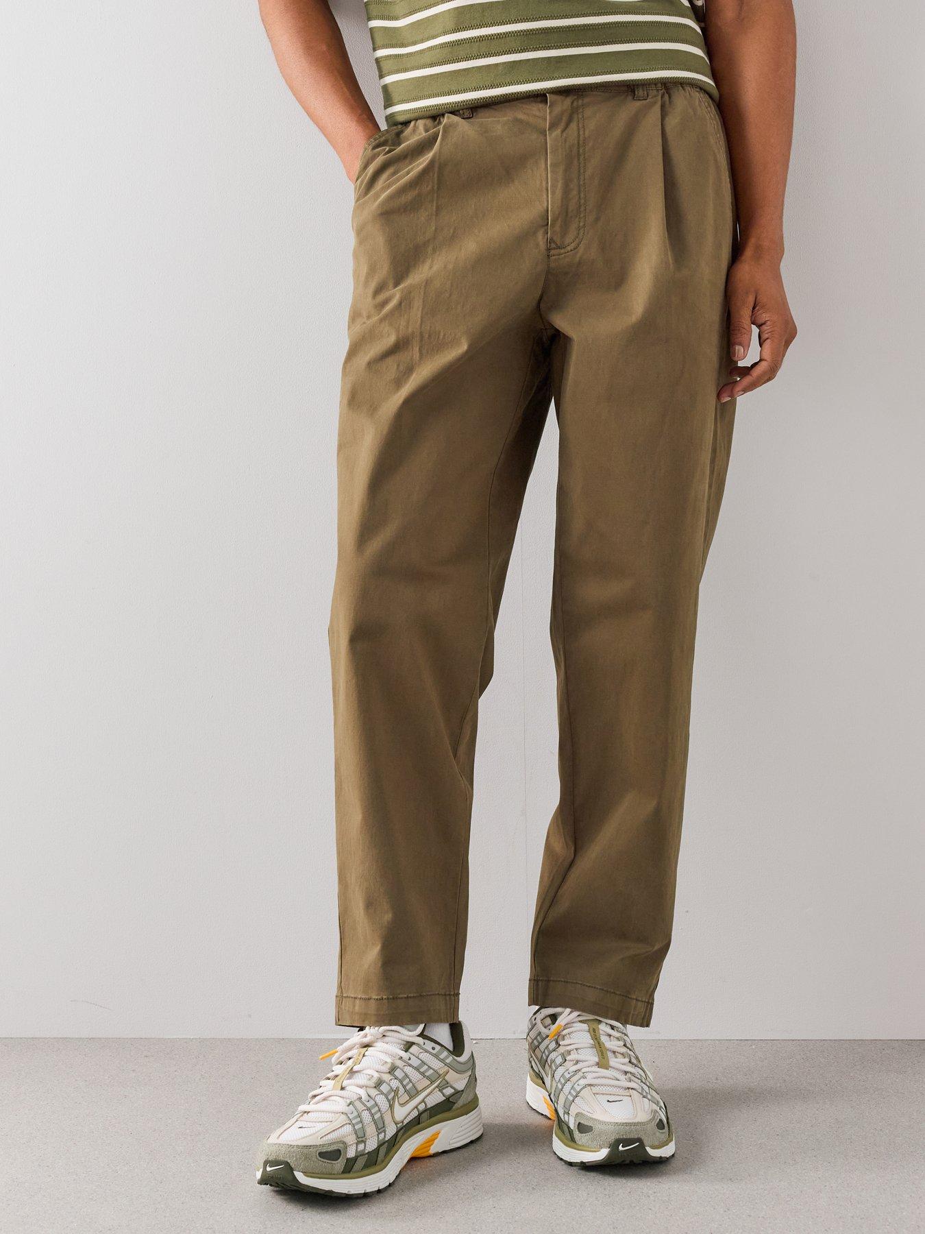 The Very Collection Cotton Rich Elasticated Waist Tapered Trousers - Khaki