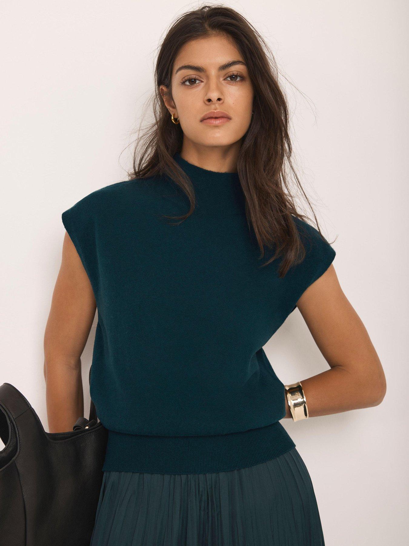 mint-velvet-teal-sleeveless-high-neck-top-greenstillFront