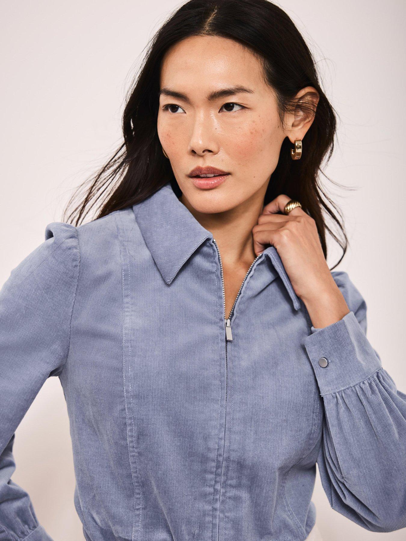 mint-velvet-cord-zip-front-shirt-bluestillFront
