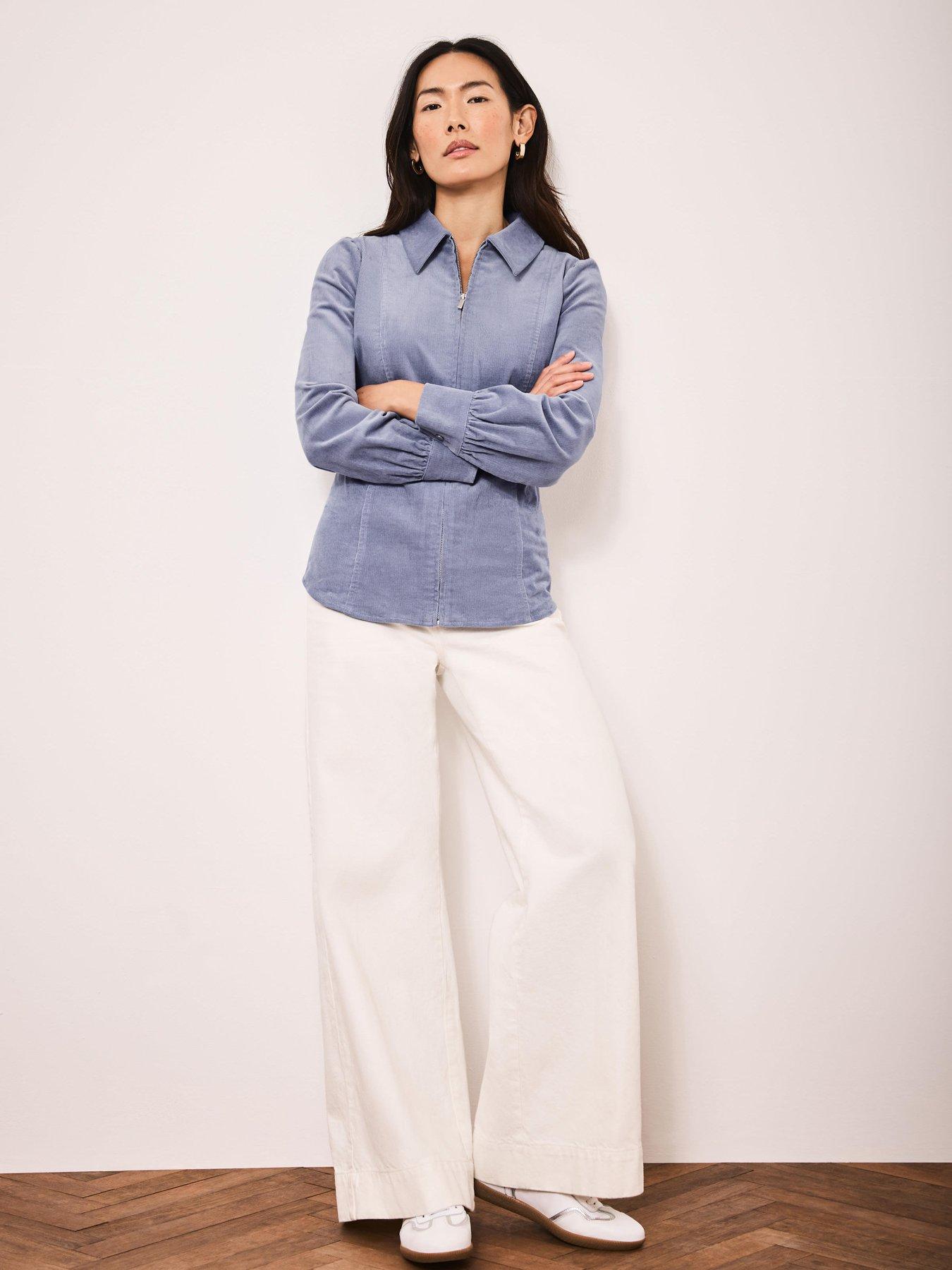 mint-velvet-cord-zip-front-shirt-blueoutfit