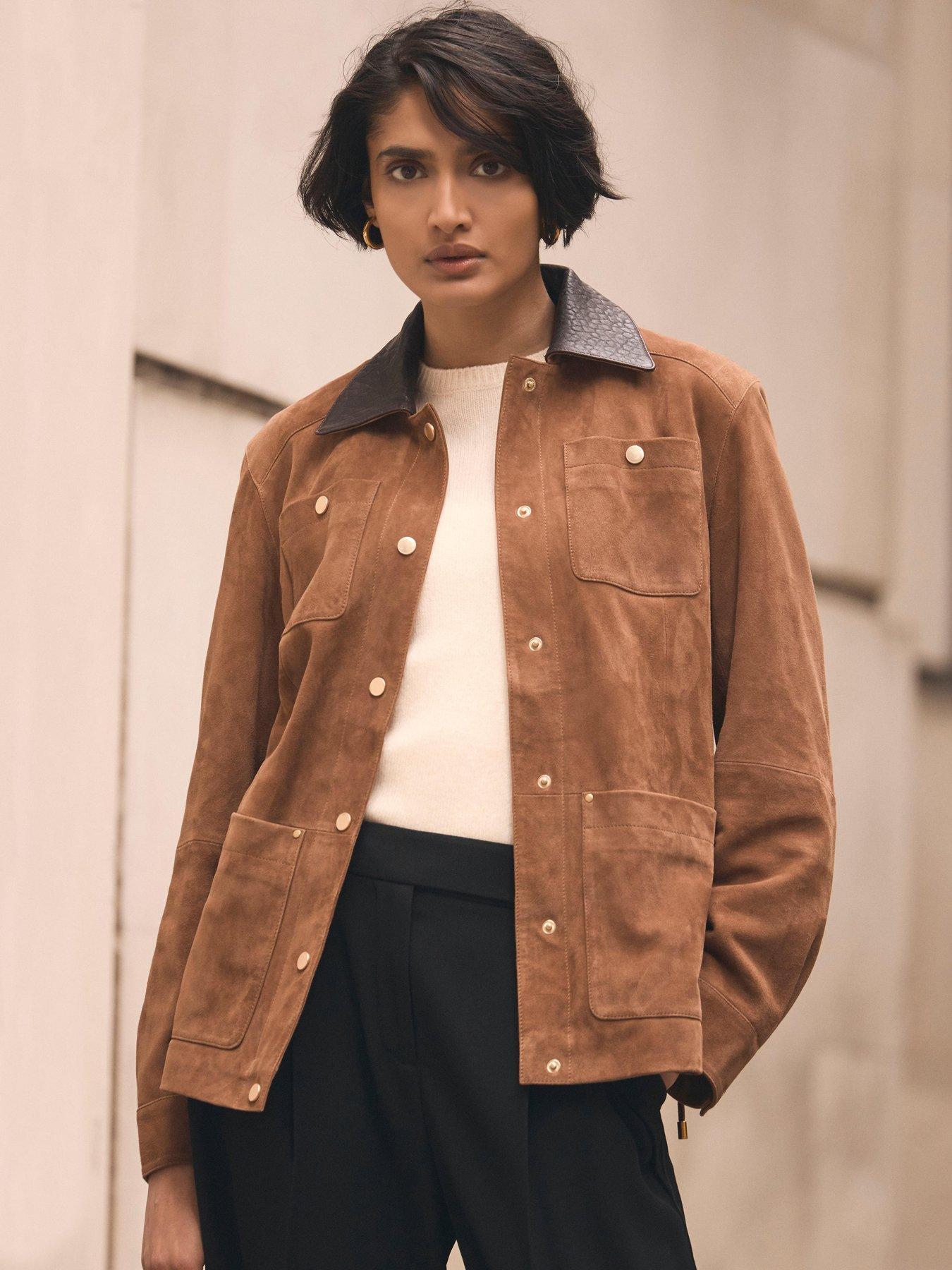 mint-velvet-cognac-suede-barn-jacket-brownfront