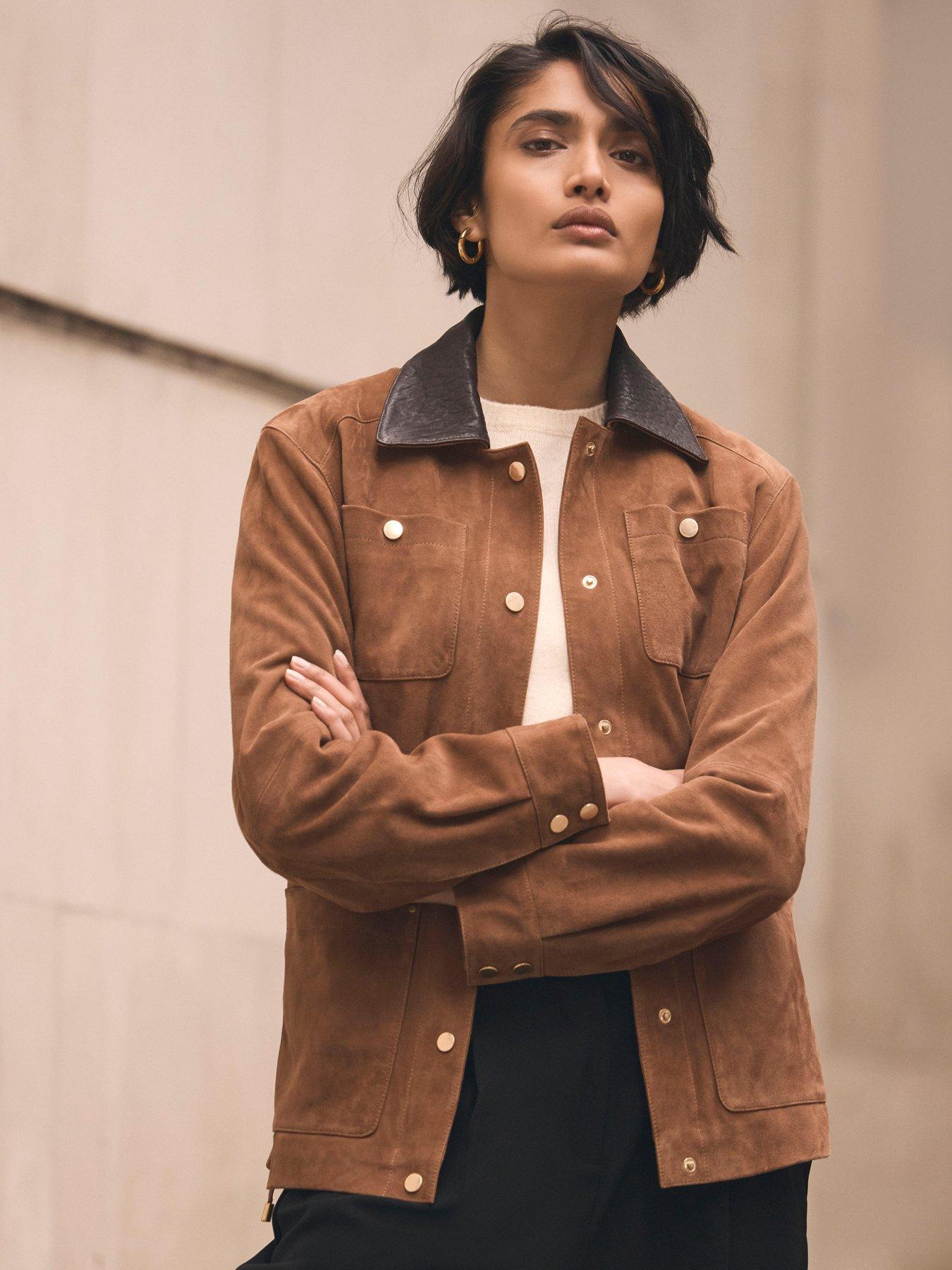 mint-velvet-cognac-suede-barn-jacket-brownstillFront