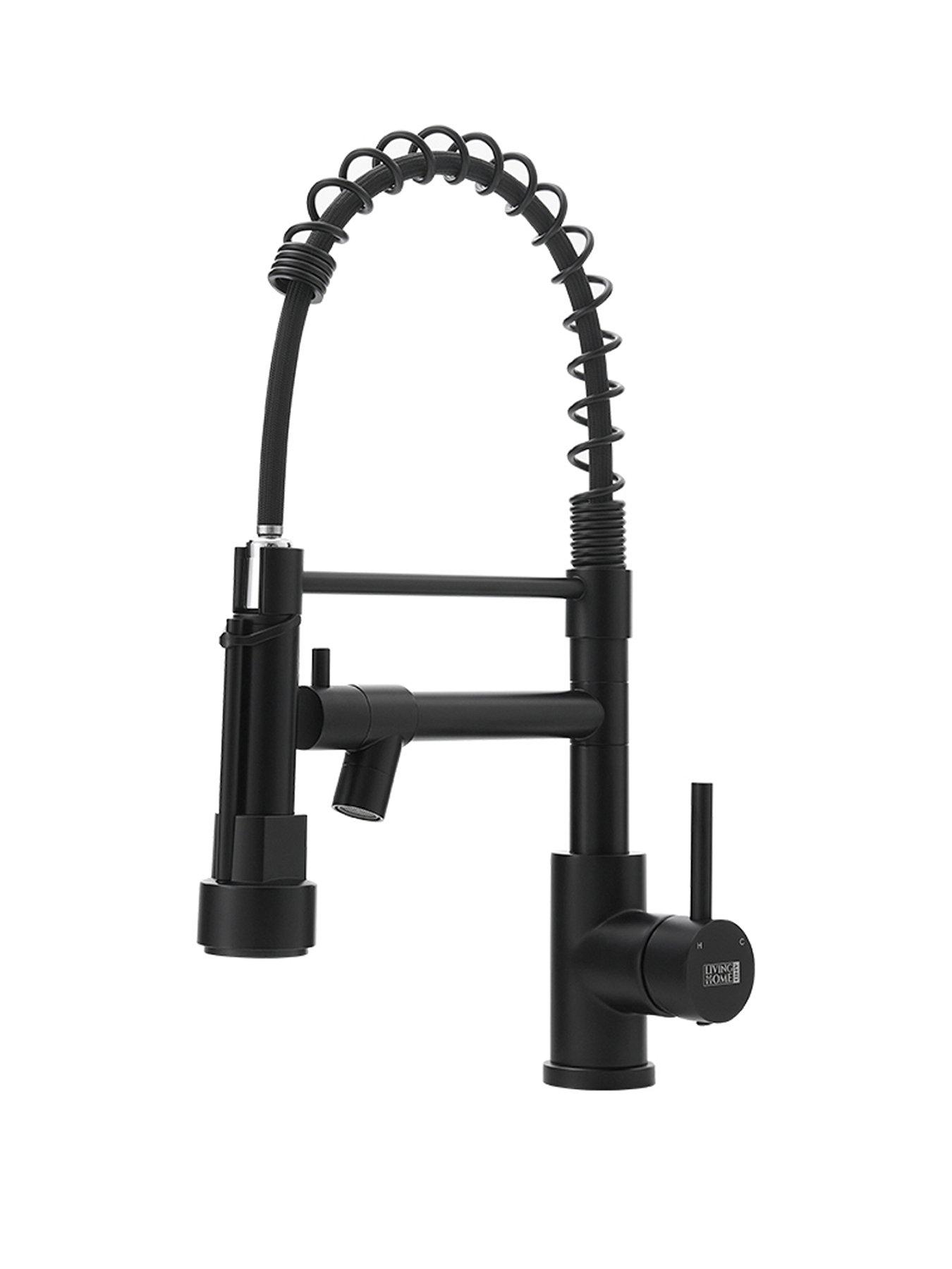 living-and-home-black-kitchen-faucet-with-pull-down-spring-spoutstillFront