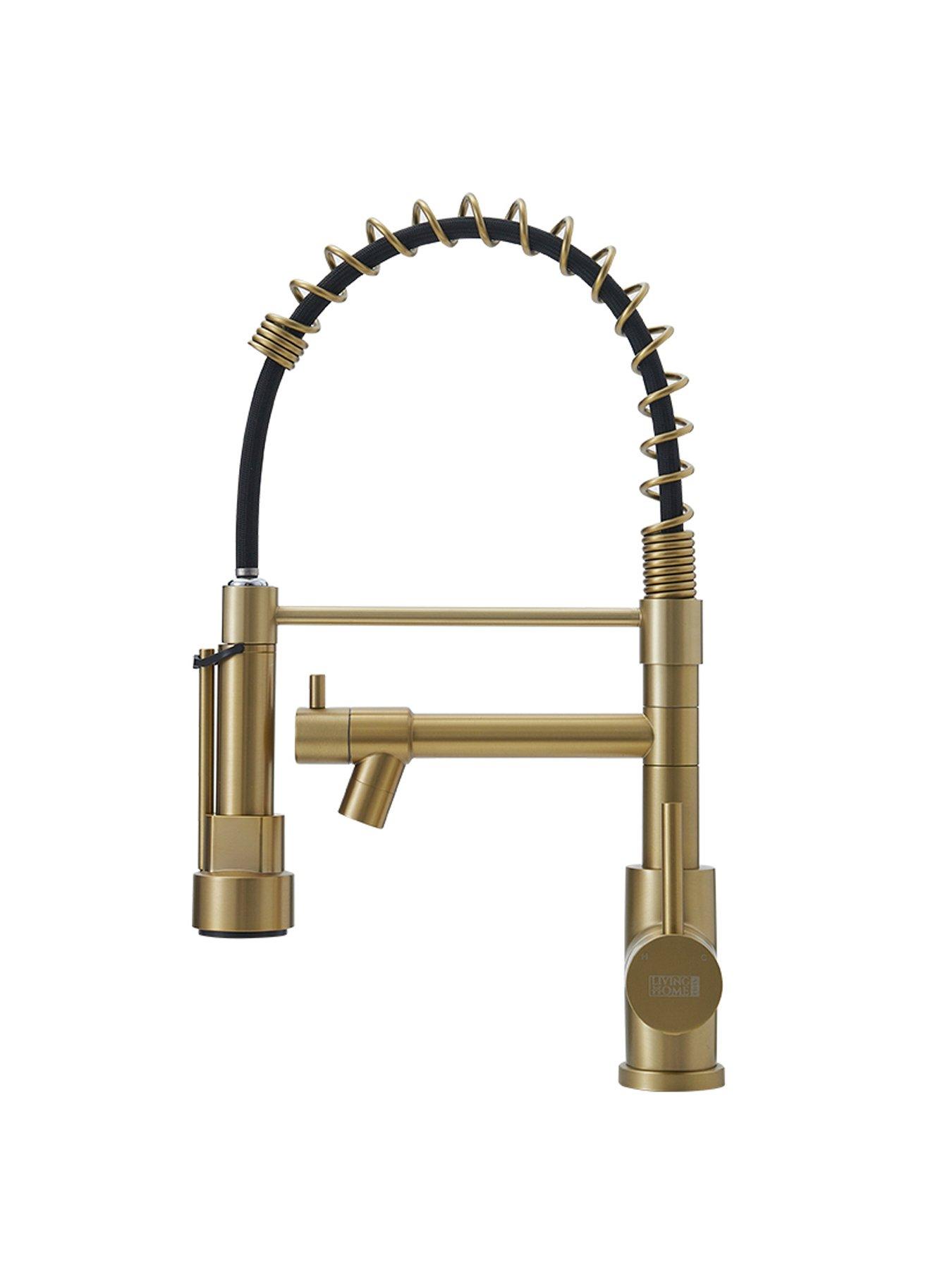 living-and-home-brushed-gold-kitchen-faucet-with-pull-down-spring-spoutback
