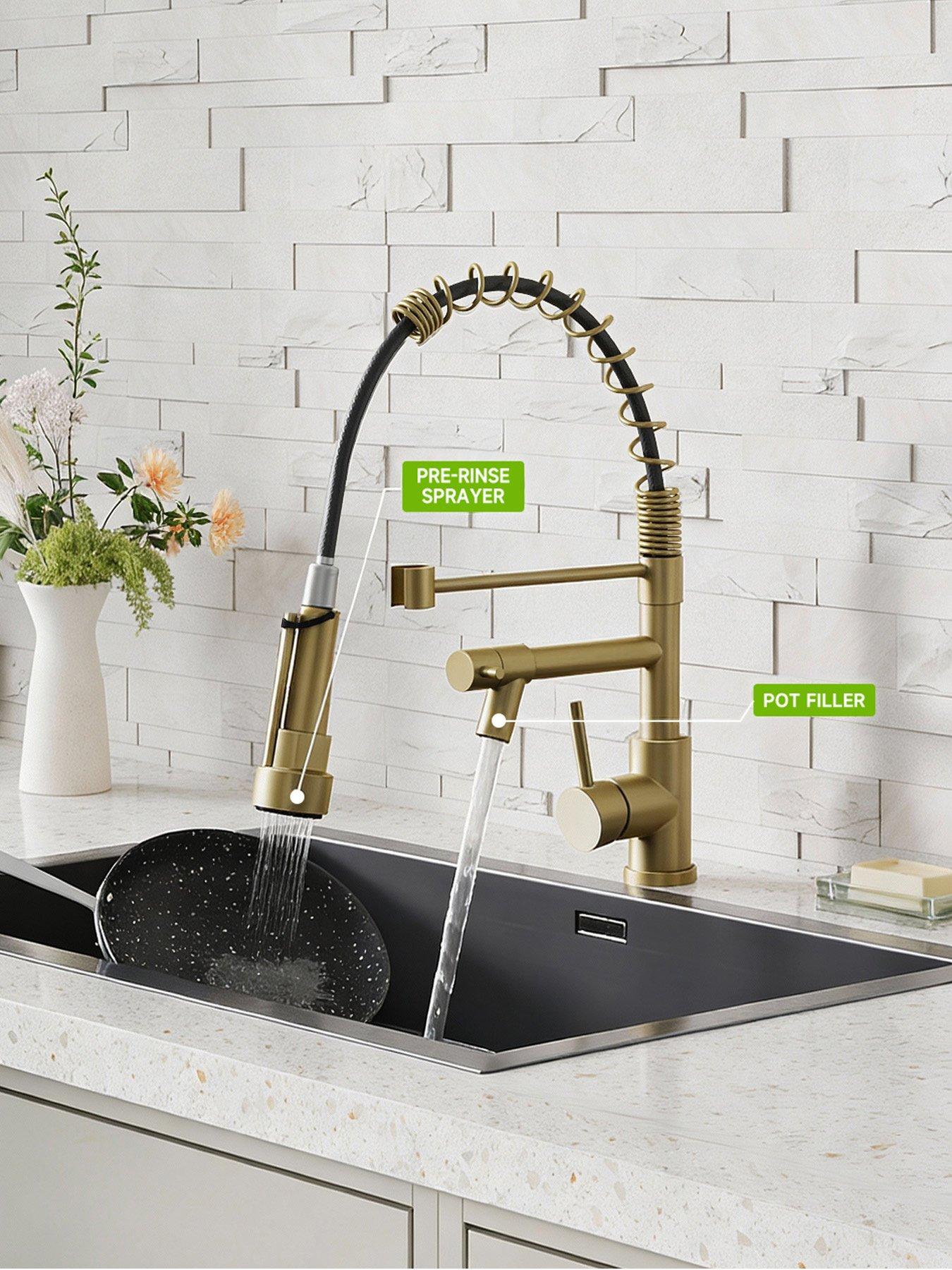 living-and-home-brushed-gold-kitchen-faucet-with-pull-down-spring-spoutdetail