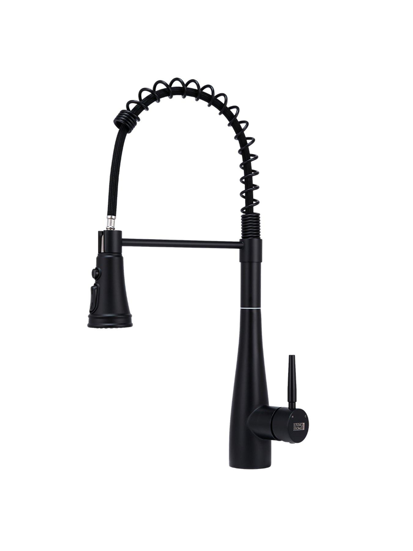 living-and-home-black-pre-rinse-pull-down-swivel-kitchen-faucetback