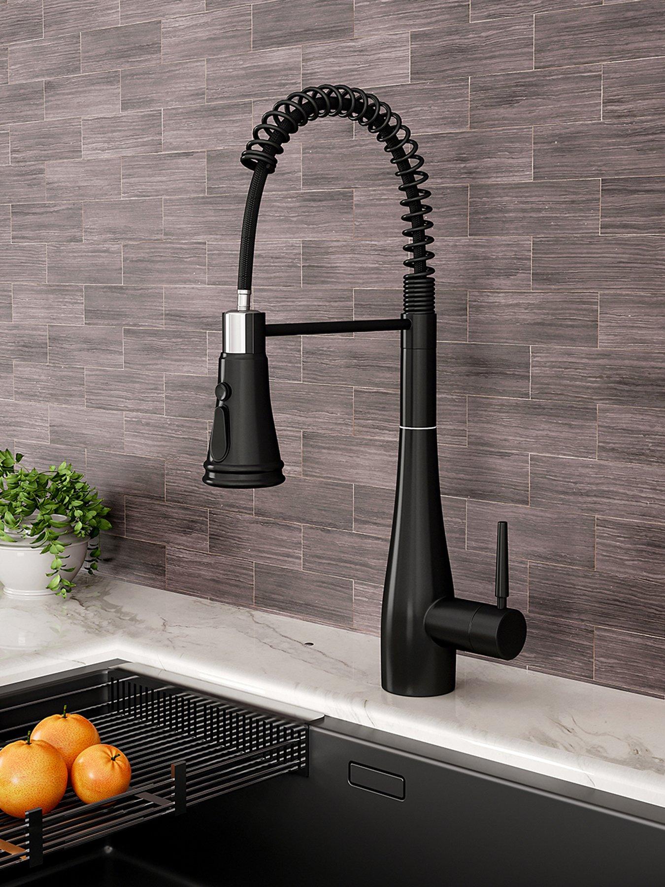 living-and-home-black-pre-rinse-pull-down-swivel-kitchen-faucetoutfit