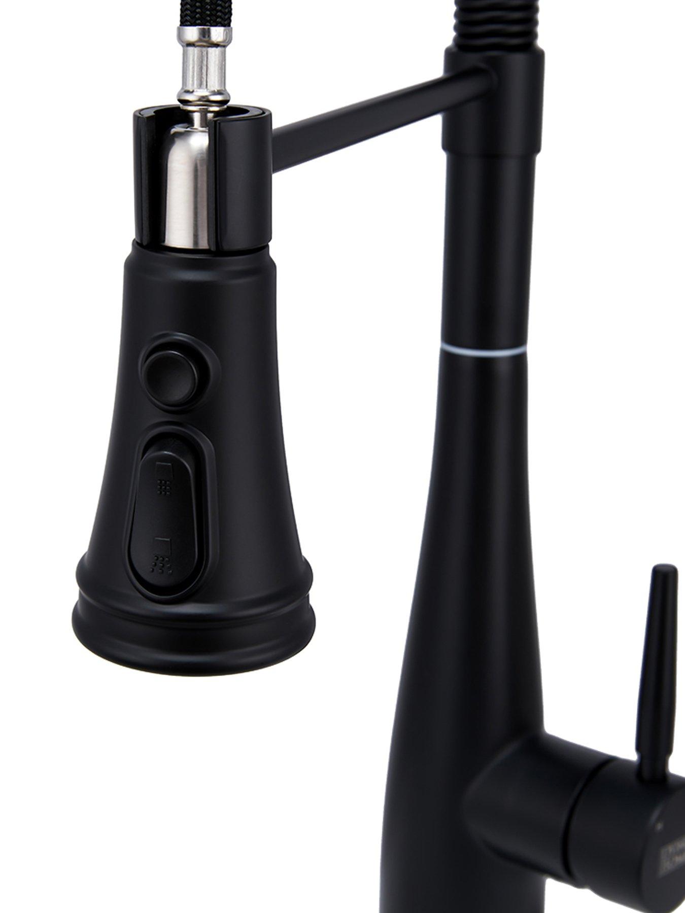 living-and-home-black-pre-rinse-pull-down-swivel-kitchen-faucetdetail