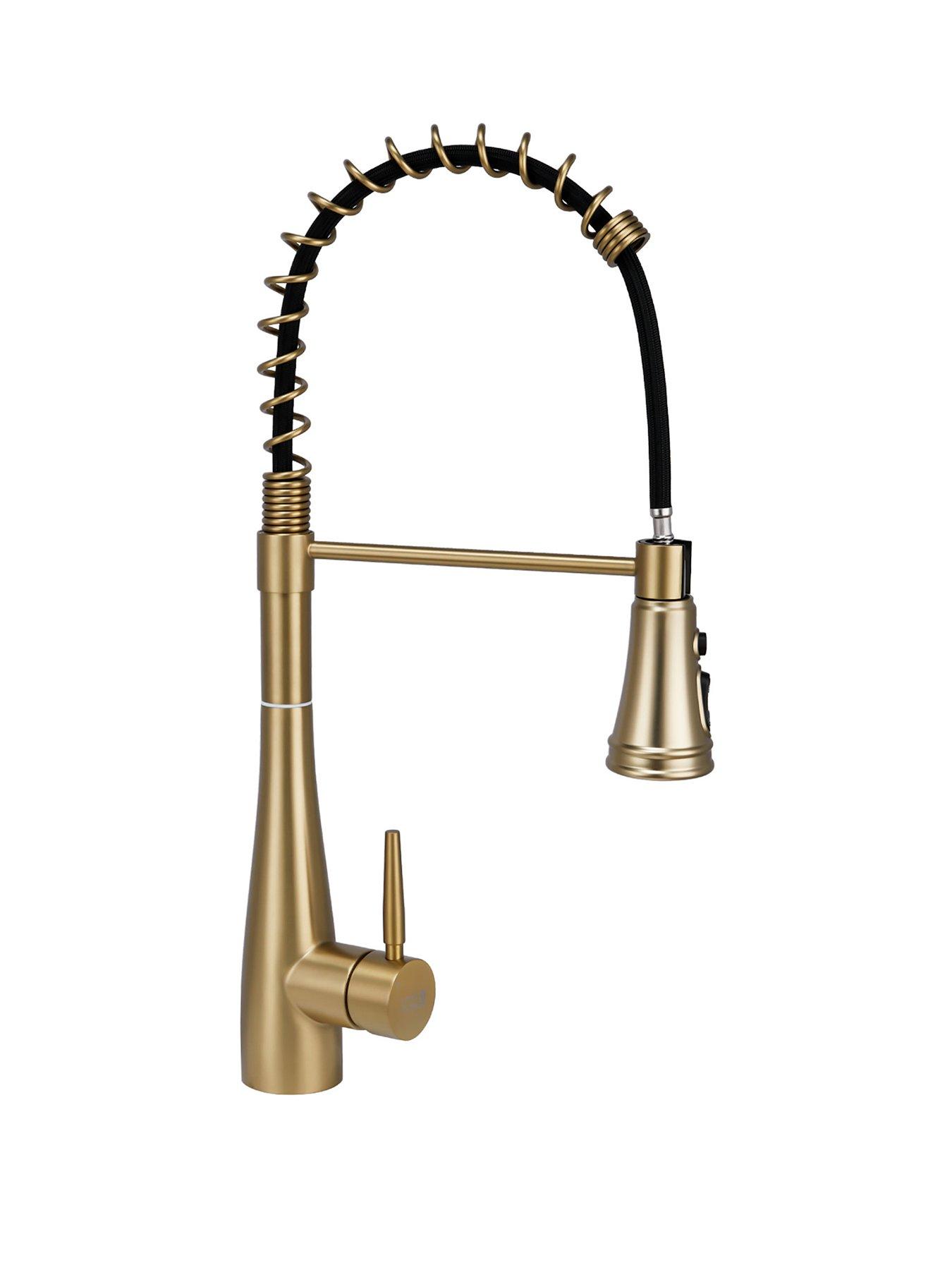 Image 2 of 7 of Living and Home Golden Pre-rinse Pull-down Swivel Kitchen Faucet