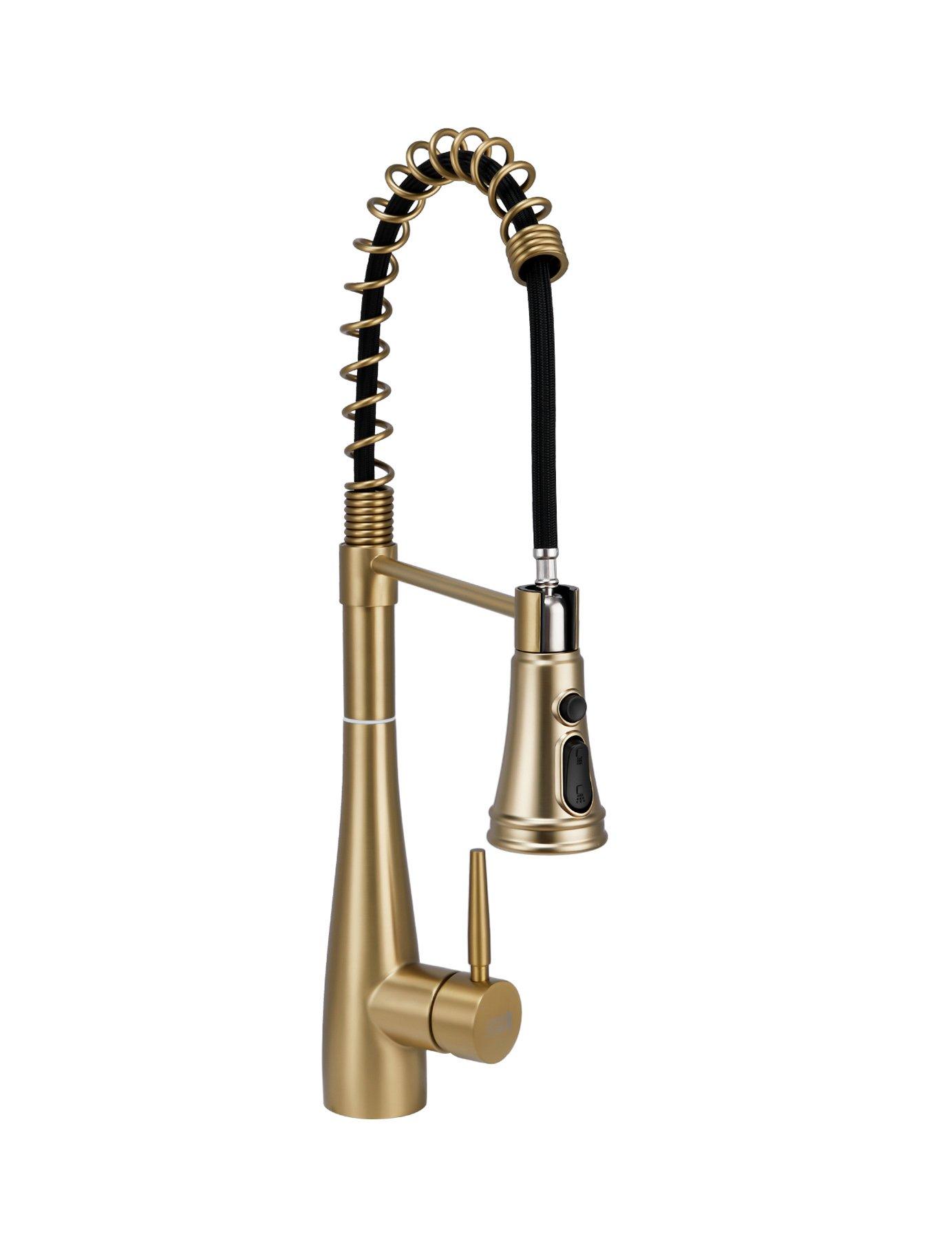 Image 3 of 7 of Living and Home Golden Pre-rinse Pull-down Swivel Kitchen Faucet