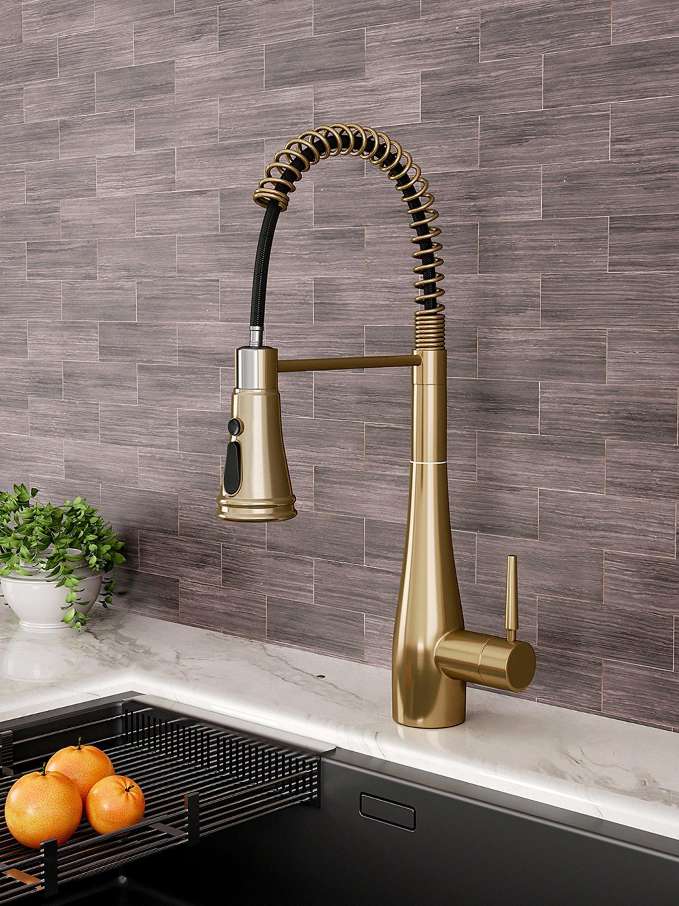 Image 4 of 7 of Living and Home Golden Pre-rinse Pull-down Swivel Kitchen Faucet