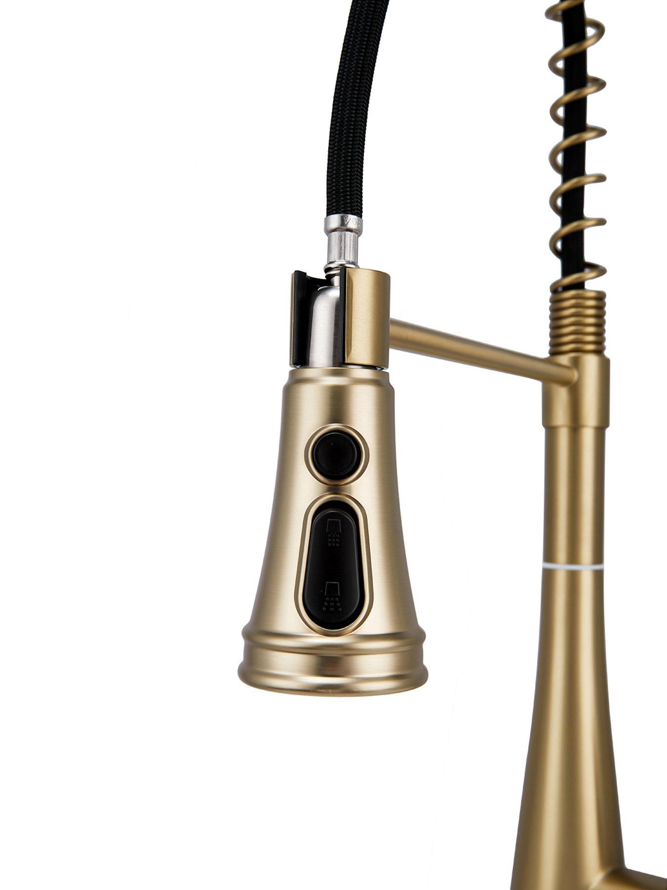 Image 6 of 7 of Living and Home Golden Pre-rinse Pull-down Swivel Kitchen Faucet