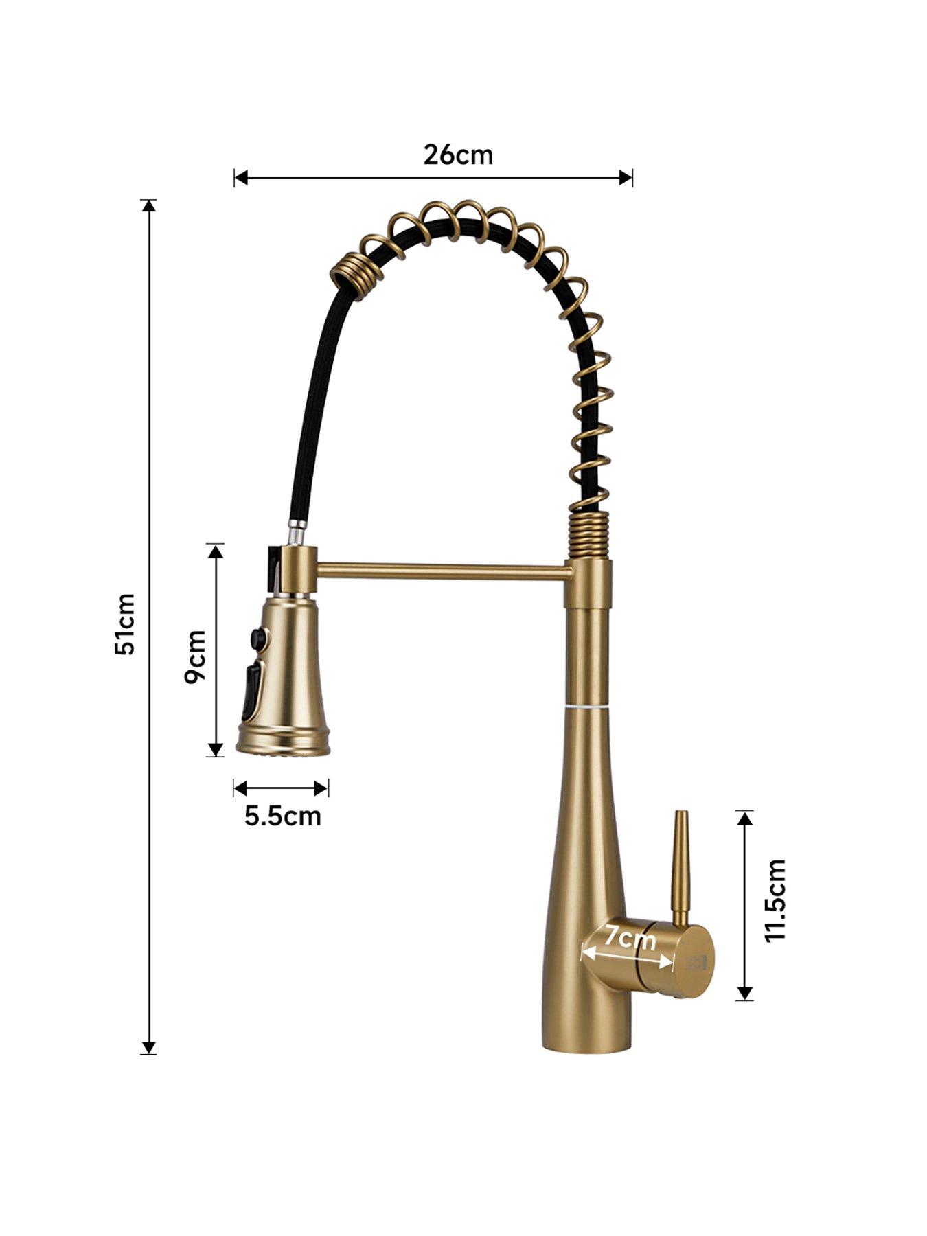 Image 7 of 7 of Living and Home Golden Pre-rinse Pull-down Swivel Kitchen Faucet