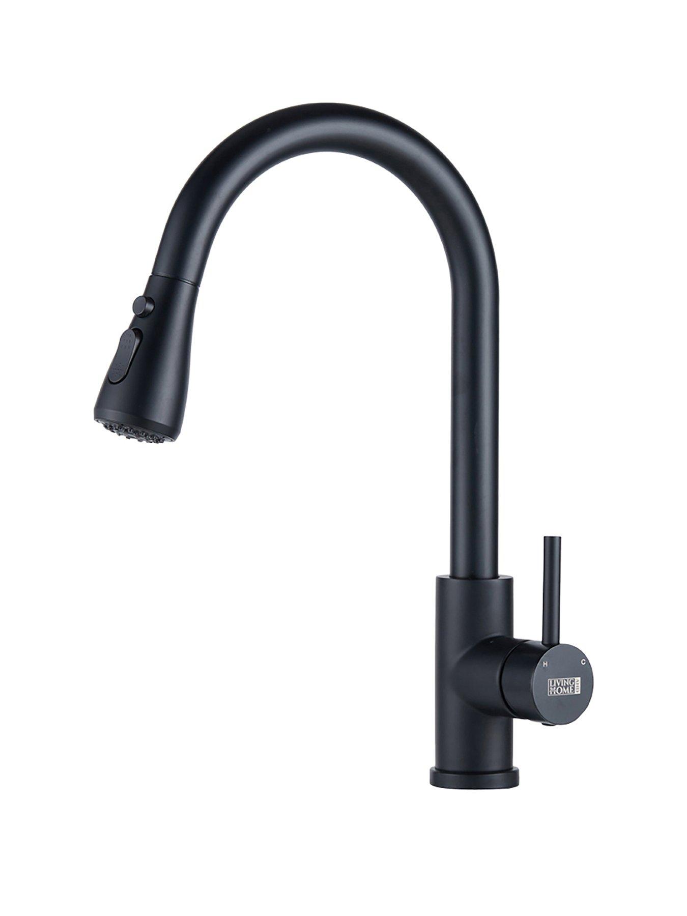 living-and-home-black-retractable-commercial-pull-out-kitchen-faucetstillFront